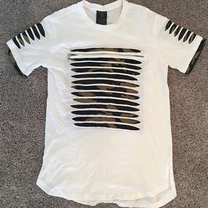 Switch Apparel White and Camo Rip ZIP  Tee